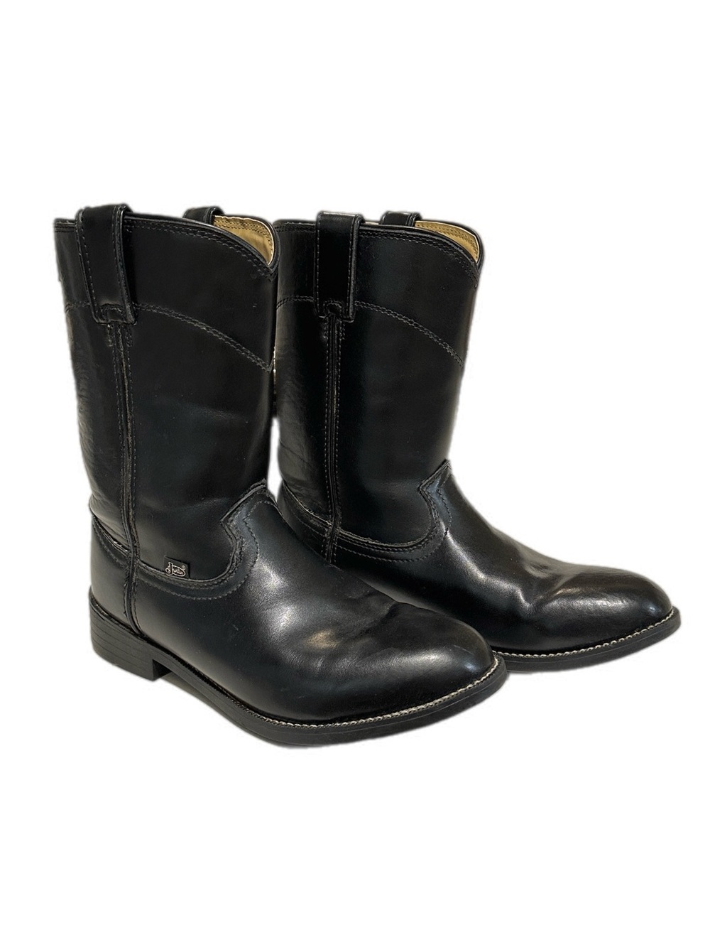 Justin Temple 10" Basic Roper Western Boots In Black Size 11 Wide